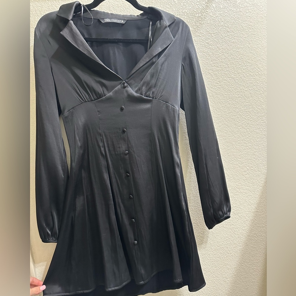 BLACK SATIN ZARA DRESS